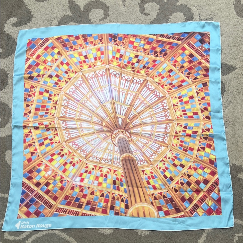Baton Rouge Silk Colorful Scarf - 27”x27” - Brand New